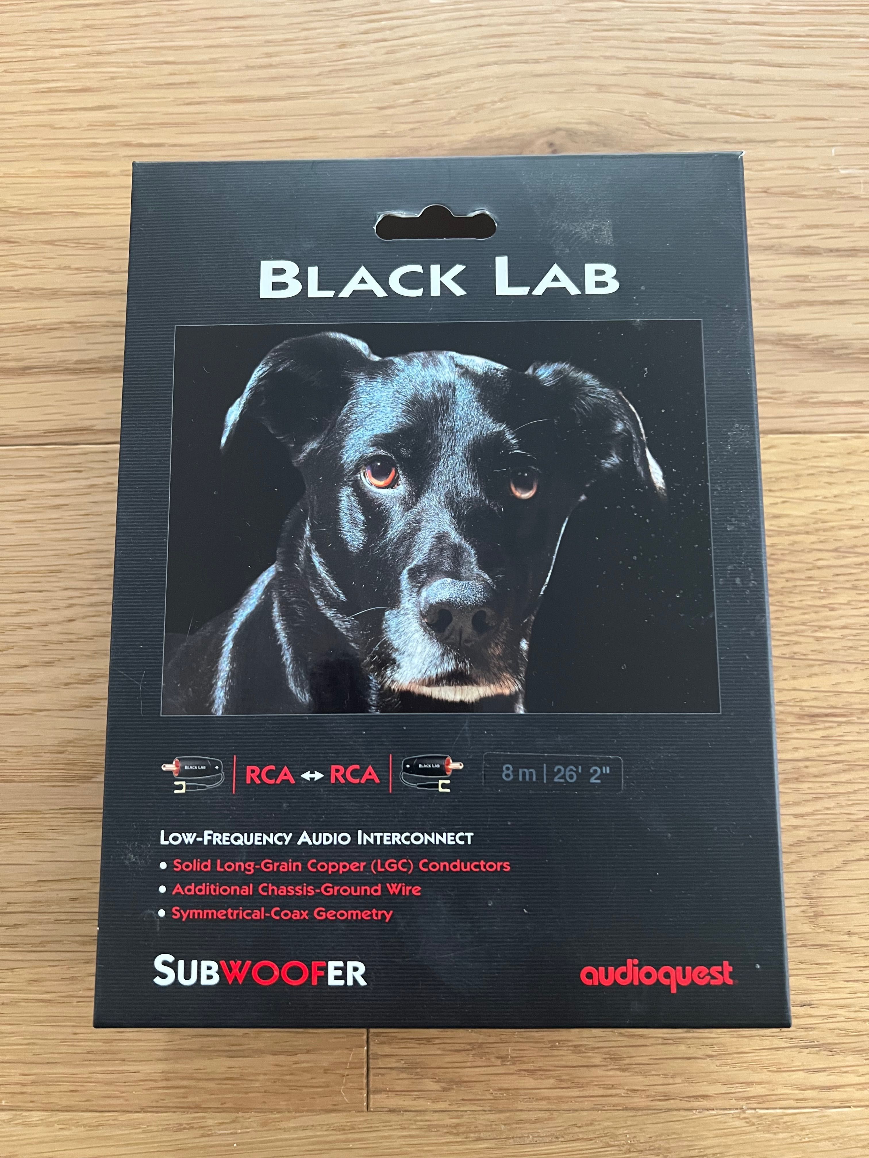 przewód głośnikowy do subwoofera - Audioquest Black Lab - 8 m