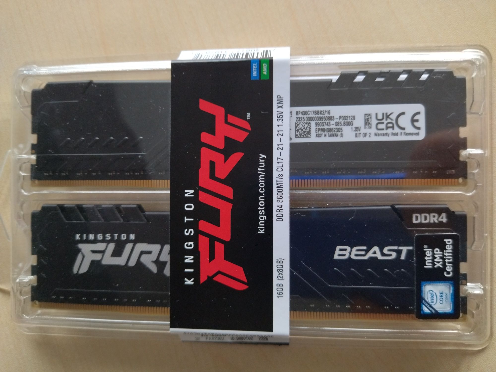 Kingston FURY 16GB (2x8GB) 3600MHz CL17 Beast Black