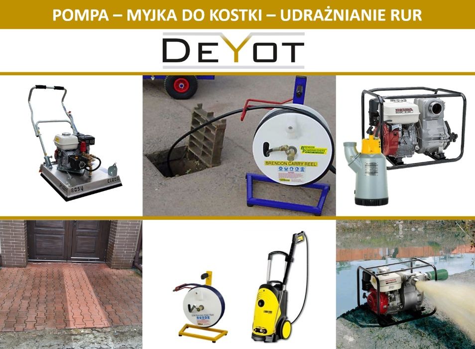 WYNAJEM Pompa szlamowa | Myjka do kostki brukowej | Udrażnianie rur