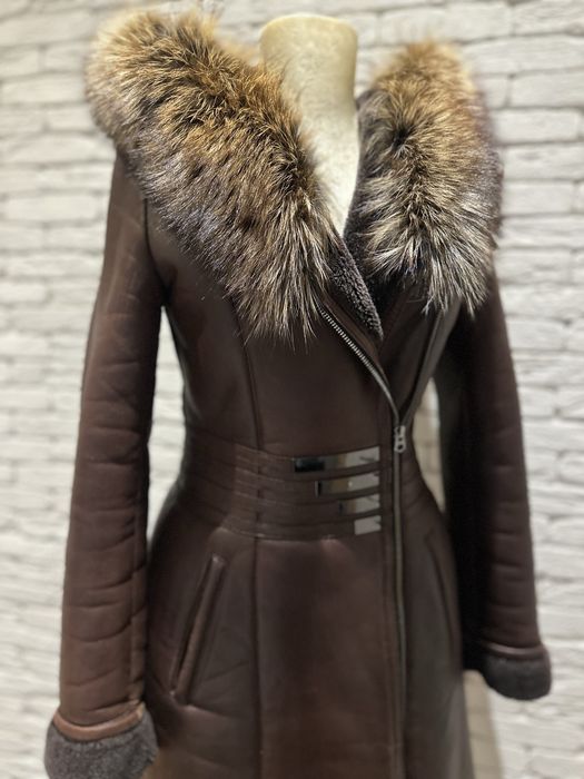 Дублянка з натуральним хутром, дубльонка чорнобурка шуба, полушубок