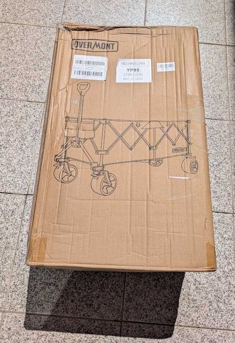 !NOVO!Carrinho Dobrável Overmont 250L 200kg XXL–Praia,Campismo,Jardim