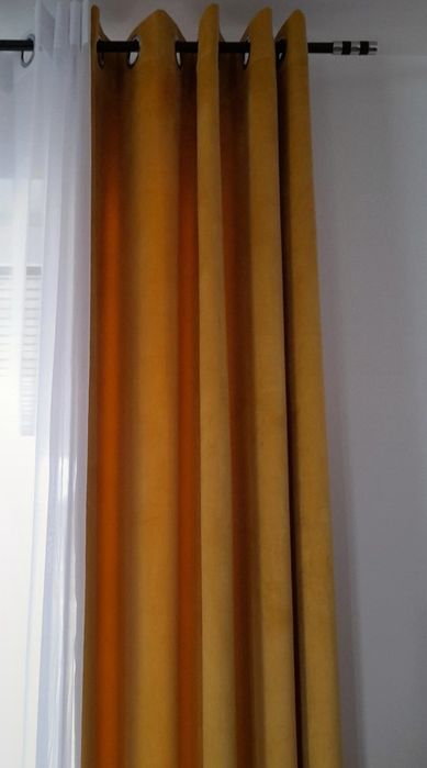 Zasłona Ria Welurowa musztardowa