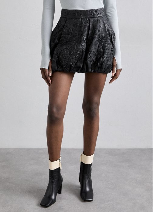 спідниця-балон з натуральної шкіри з рельєфним візерунком Munthe