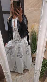 Zara haftowana maxi bawelniania sukienka oversize w stylu boho XL/XXL