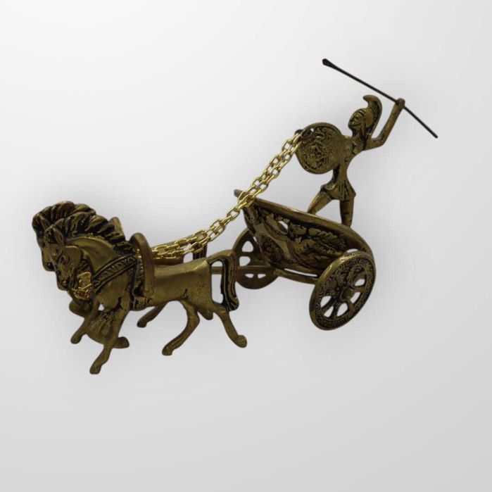 Figurka – Rzymski rydwan z woźnicą i końmi, mosiądz odlew b5/080971