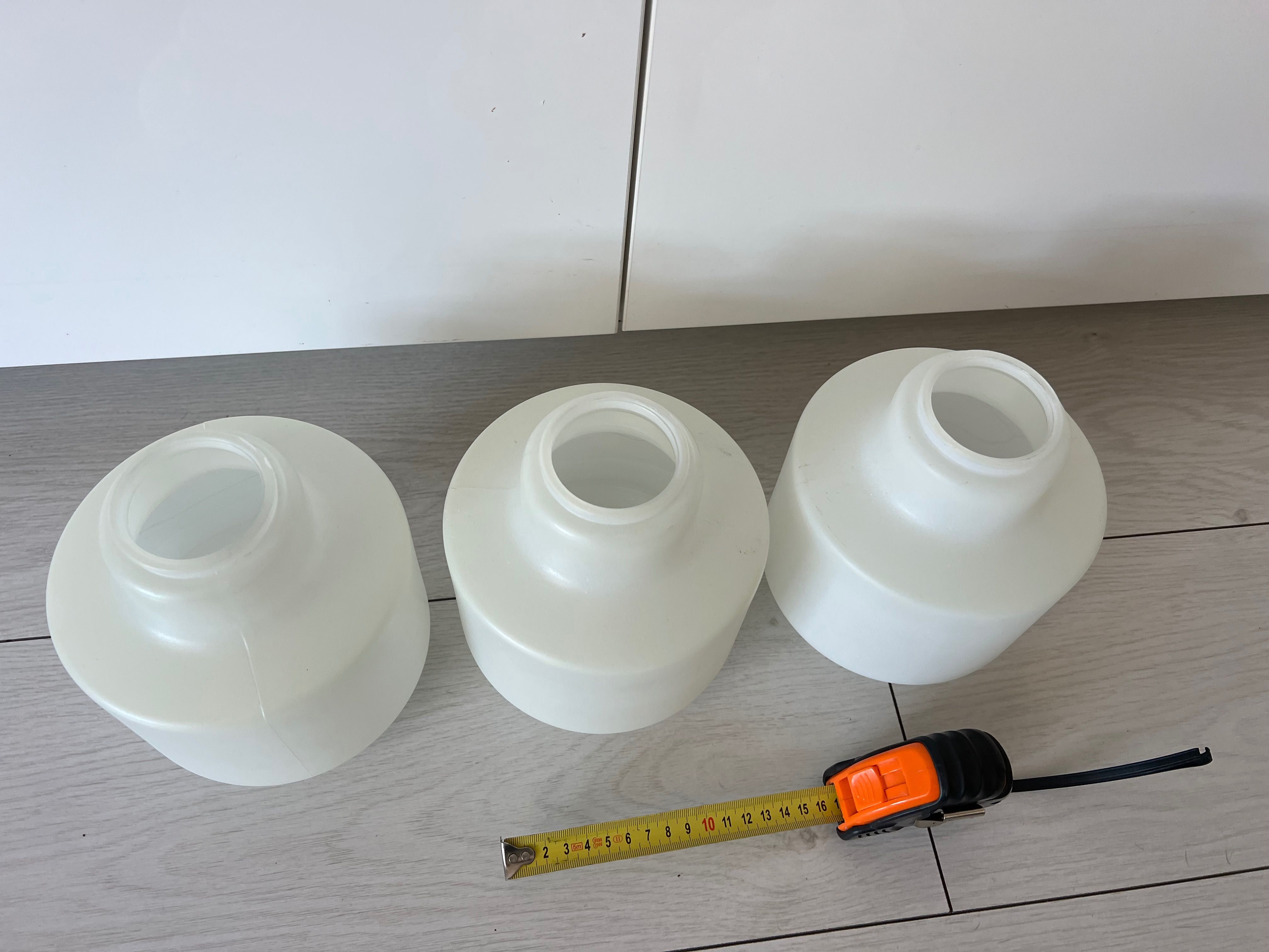 Szklane klosze do lampy / 3 sztuki / białe