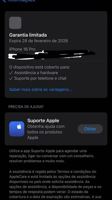 iPhone 16 pro 256 GB fevereiro 25 graphite com box recibo invoice