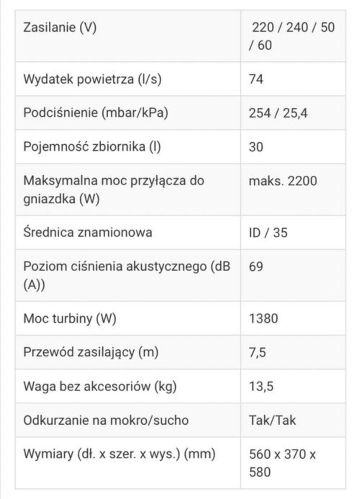 Wynajem odkurzacz pobudowlany przemysłowy Karcher 30 NT 30/1 takt K