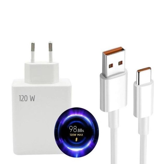 Зарядка быстрая 120W Quick Charge 5.0 + кабель 10 ампер USB Type