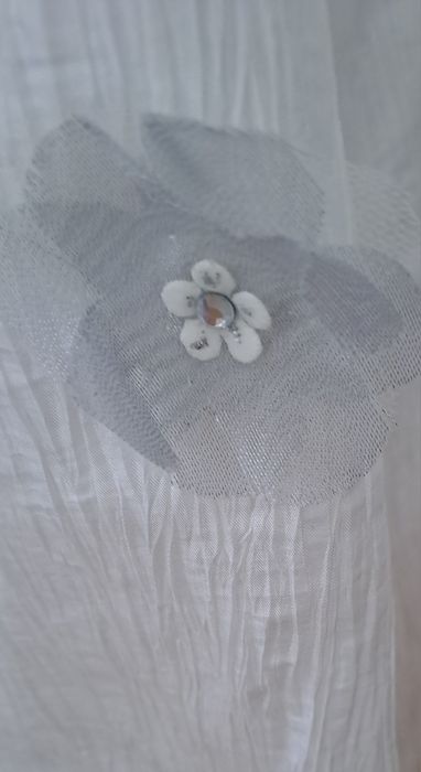 Vestido Cerimónia 6 Anos em Tafetá Enrrugado cor Gelo