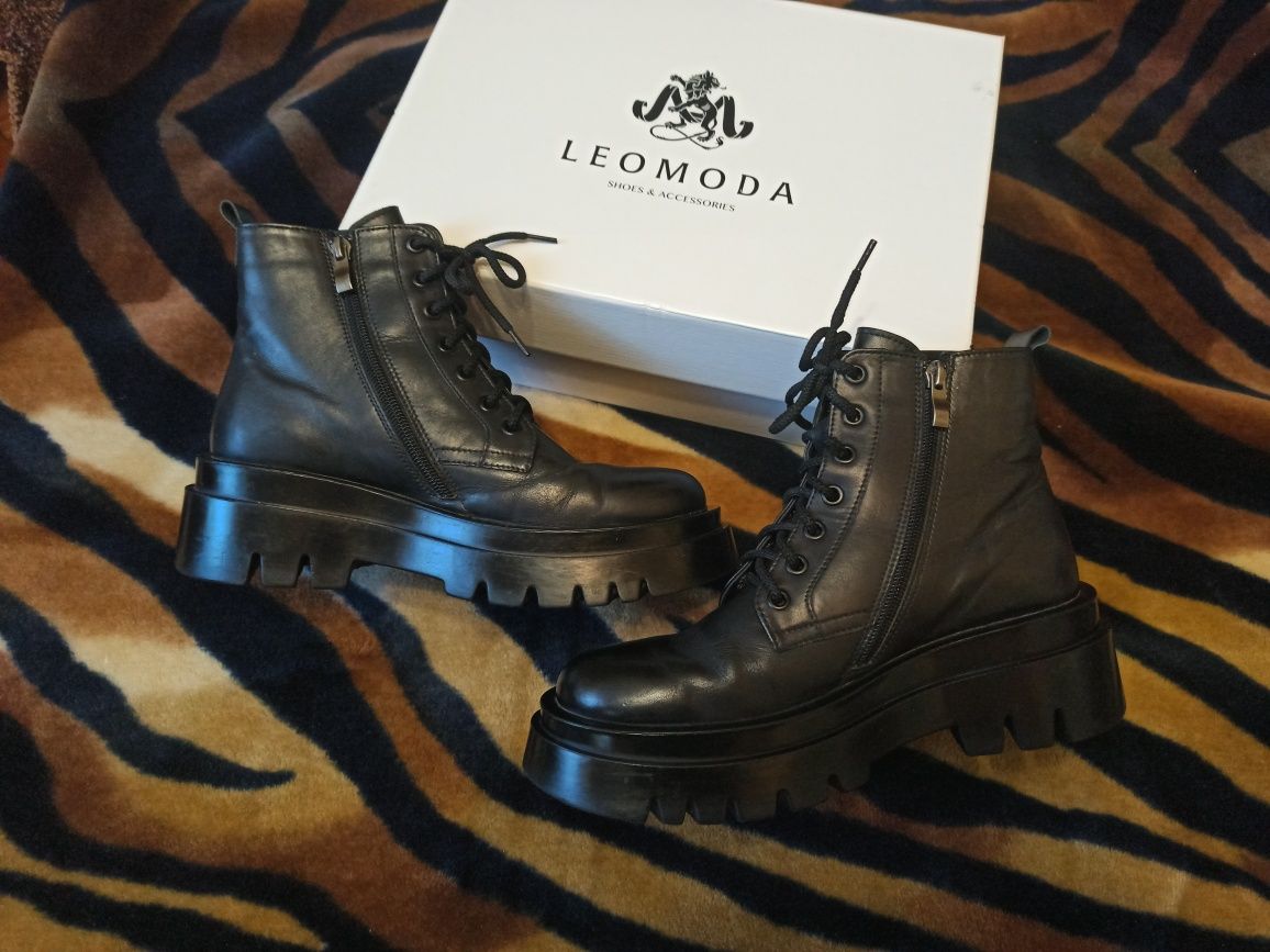 Шкіряні берці Леомода 38-39 leomoda черевики платформа кожа утепленні