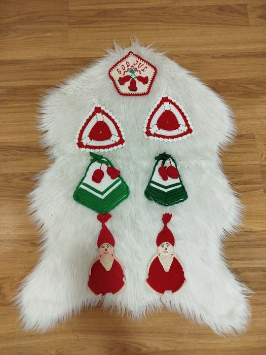 Zestaw świątecznych dekoracji na choinkę szydełkowych vintage handmade