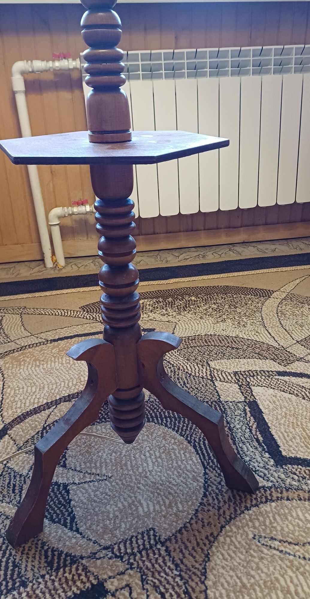 Lampa PRL drewniana toczona wysoka