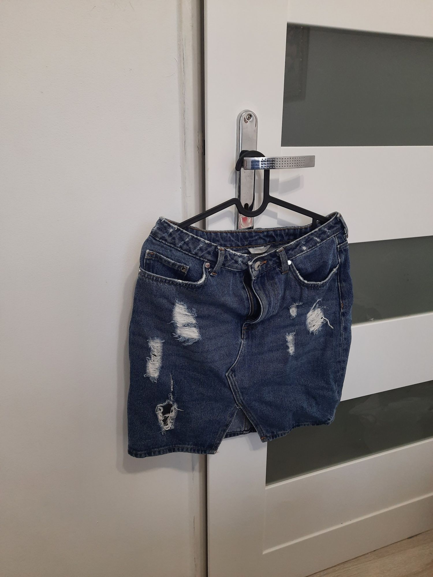 Spodnica h&m dziury jeans przetarcia