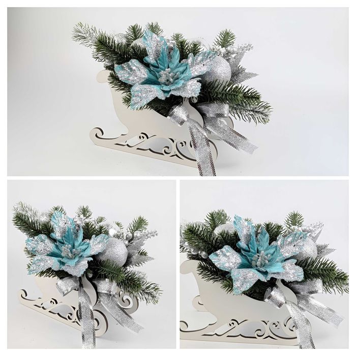 Новорічна композиція "Сани " з підсвічником і декором