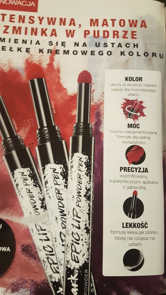 Avon Mark matowa pudrowa szminka w pudrze Epic Lip Powder pen róż