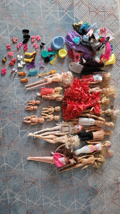 Lalka Barbie, Ken, bobasy, ubranka, akcesoria