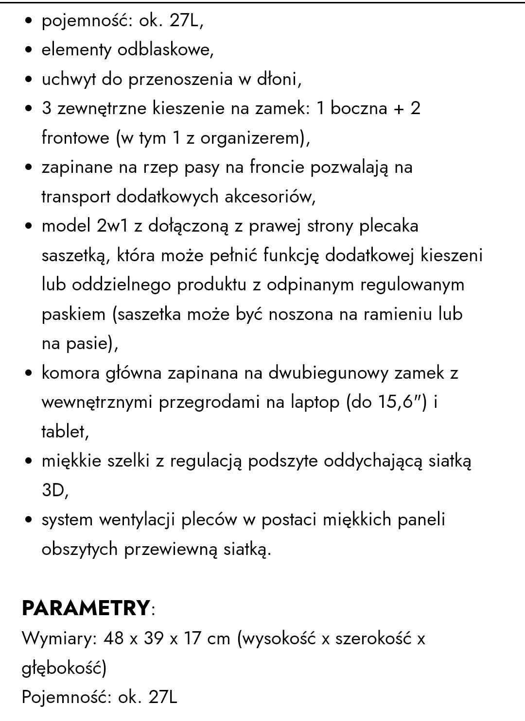 Plecak miejski 4F 2w1 (27L) z odpinaną saszetką