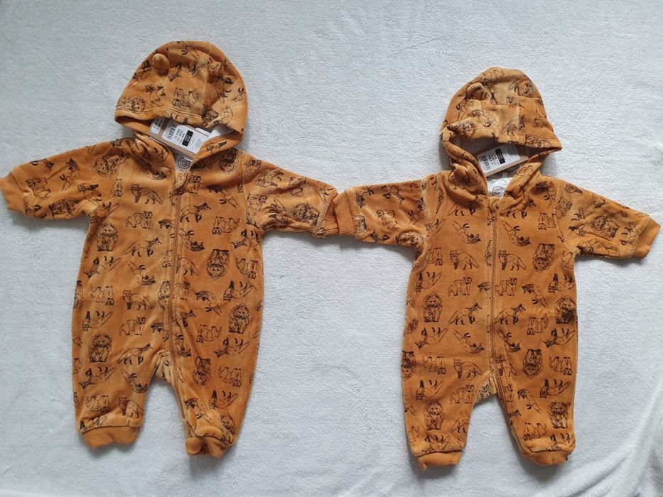 kombinezon welurowy 56 zestaw bliźnięta bliźniaki pluszowy miękki