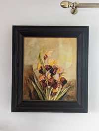 Obraz olejny kwiaty irysy