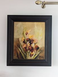 Obraz olejny kwiaty irysy