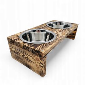 Miski dla psa drewniany stojak z miskami o pojemności 2x900ml roz. M