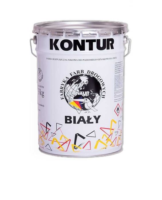 Farba drogowa KONTUR do malowania linii asfaltu betonu  - BIAŁA 33 kg
