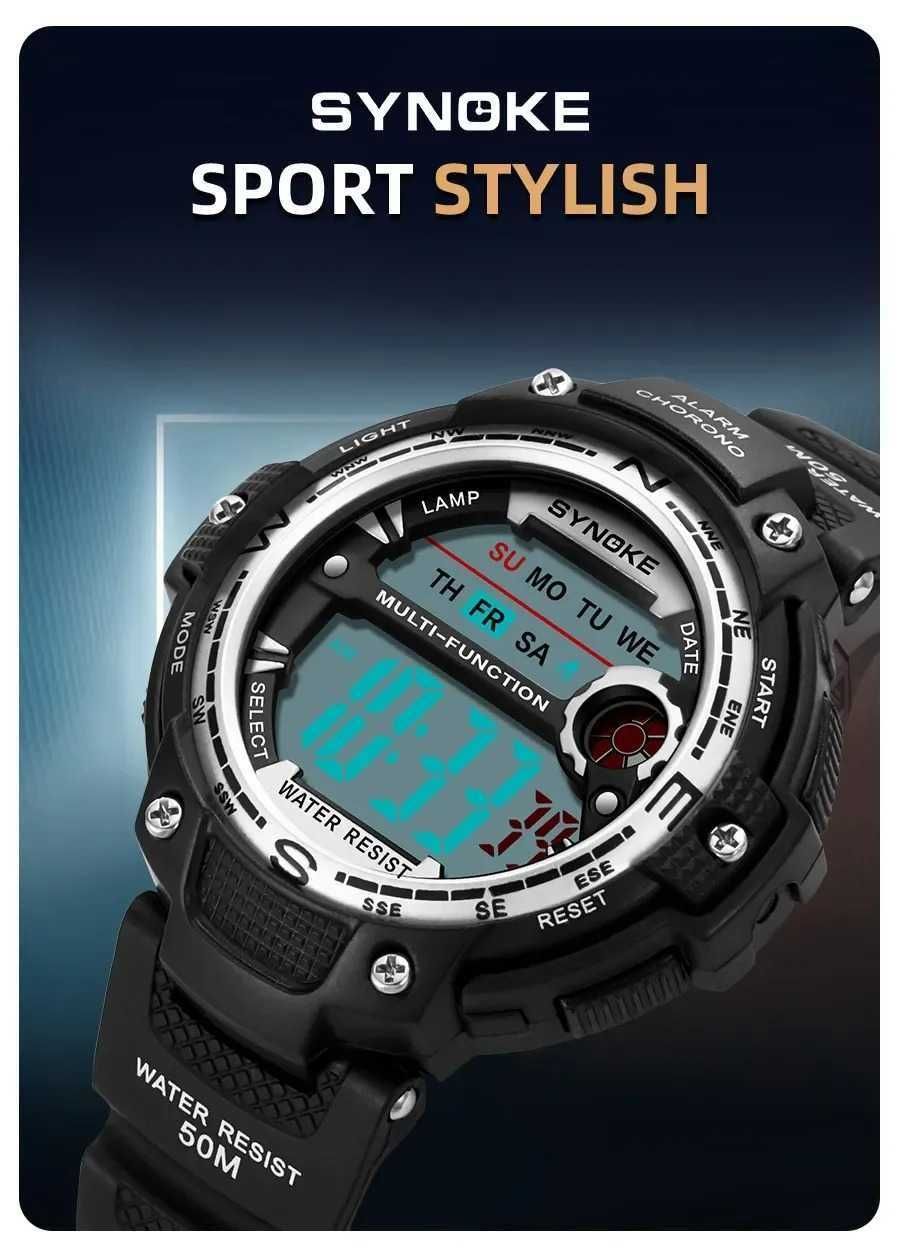 Zegarek elektroniczny Synoke męski sportowy wodoszczelny WR50 LED