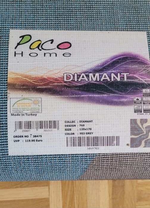 Dywan 120 x 170 Diamant turkus biały nowoczesny