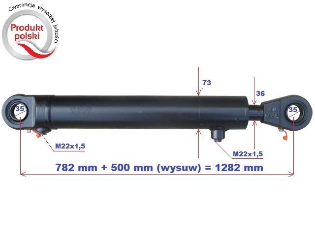 Siłownik hydrauliczny wysuw 500 mm-TUR, chwytak , krokodyl itp - VAT23