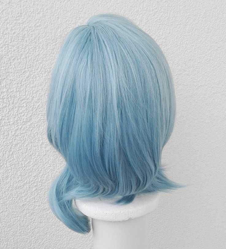 Eula Genshin Impact cosplay wig peruka błękitna z grzywką