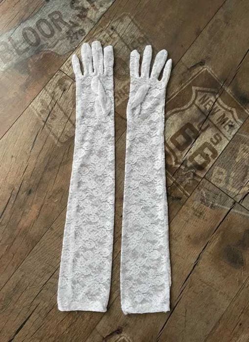 Koronkowe rękawiczki białe ślubne - NOWE