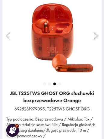 Sluchawki bezprzewodowe JBL T225TWS / nowe