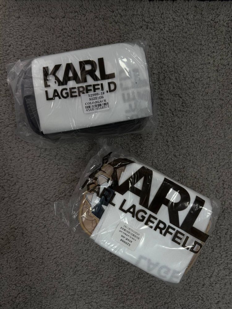 Сумка Karl Lagerfeld/ месенджер карл лагерфельд чорний/ бежевий