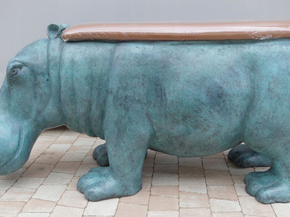 HIPOPOTAM-ławka z brązu DUŻA siedzisko fIGURA