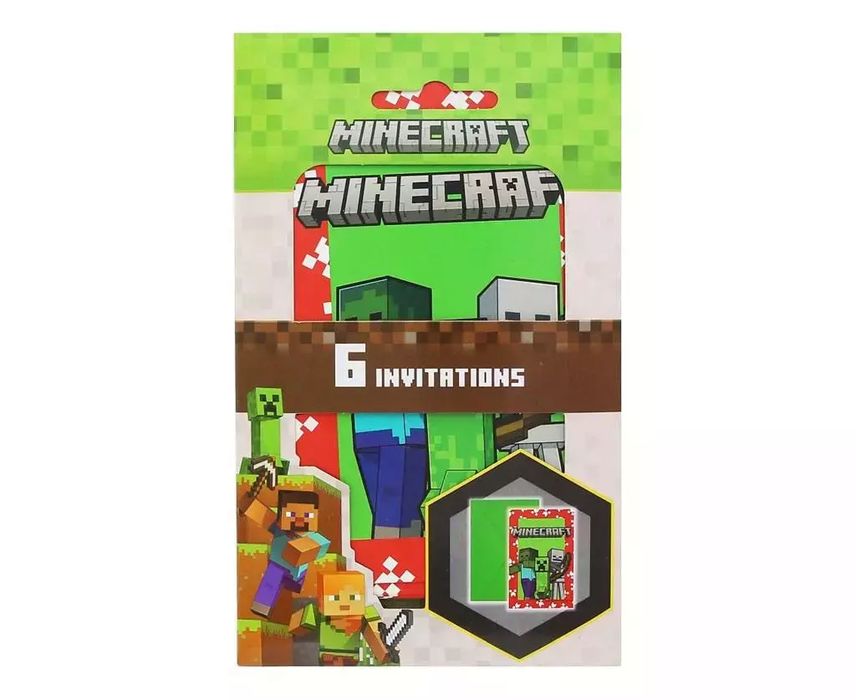 Zaproszenia z kopertami Minecraft 6szt. Godan