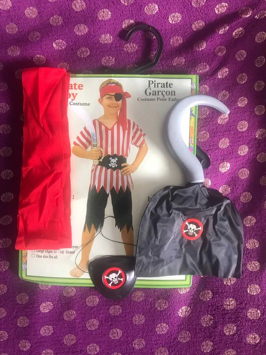 Fatos de carnaval disfarce de Pirata com acessórios 7-10 anos