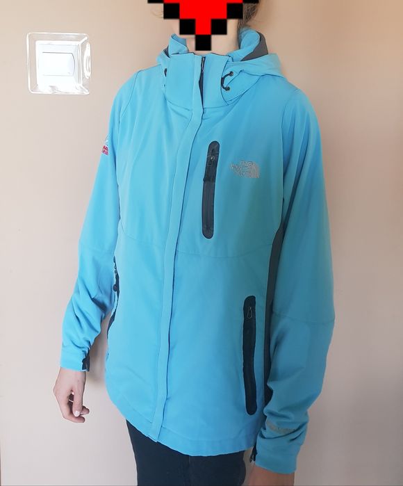 Kurtka the north face niebieska z kapturem summit series windstopper