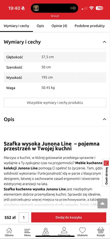 Szafka blac red white junona