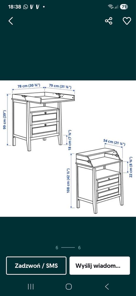przewijak Ikea Sundvik komoda brąz drewno wygodny rozkladany