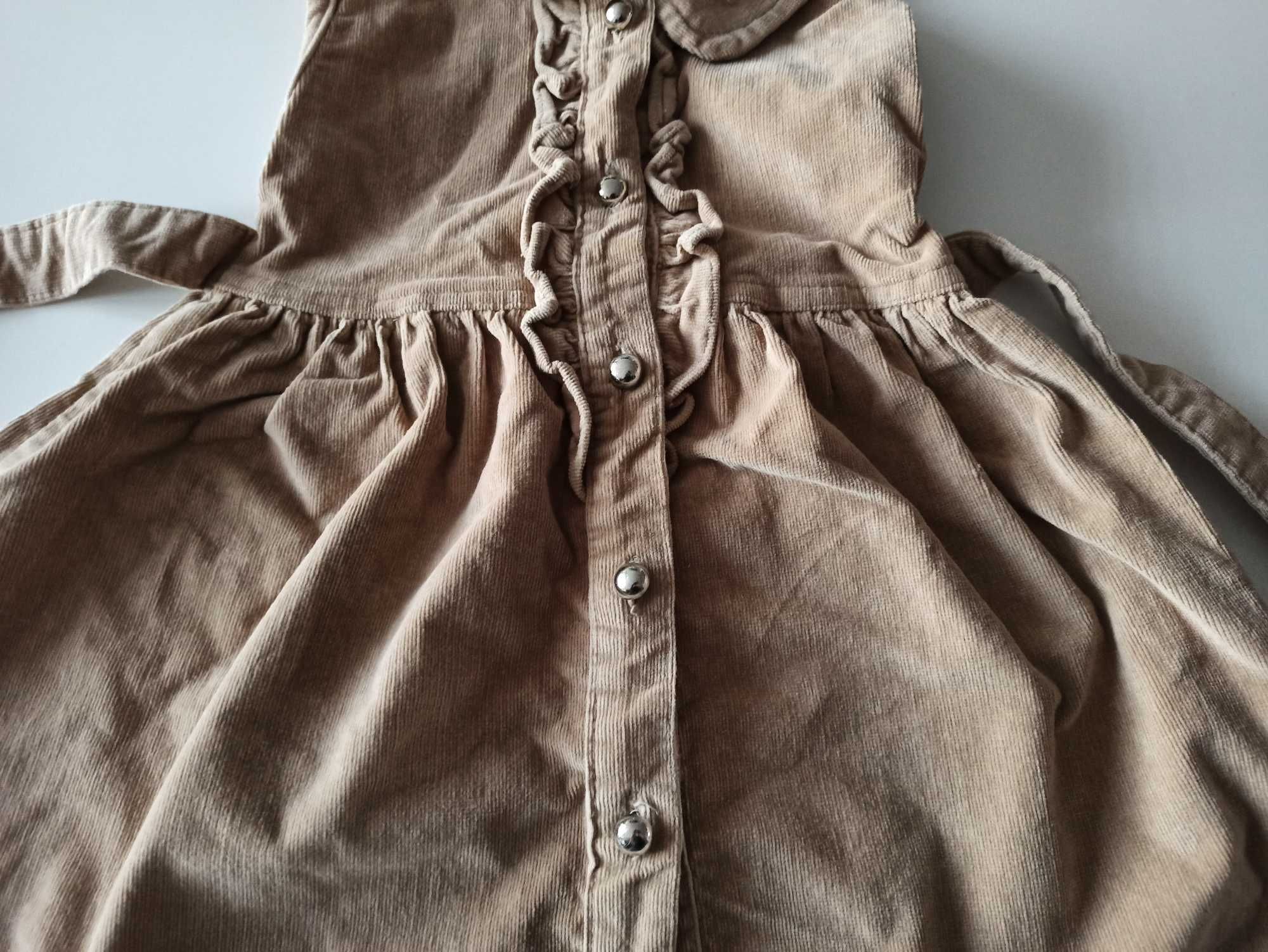 sztruksowa sukienka Blue Moon rozmiar 116 +6 lat kolor cappuccino