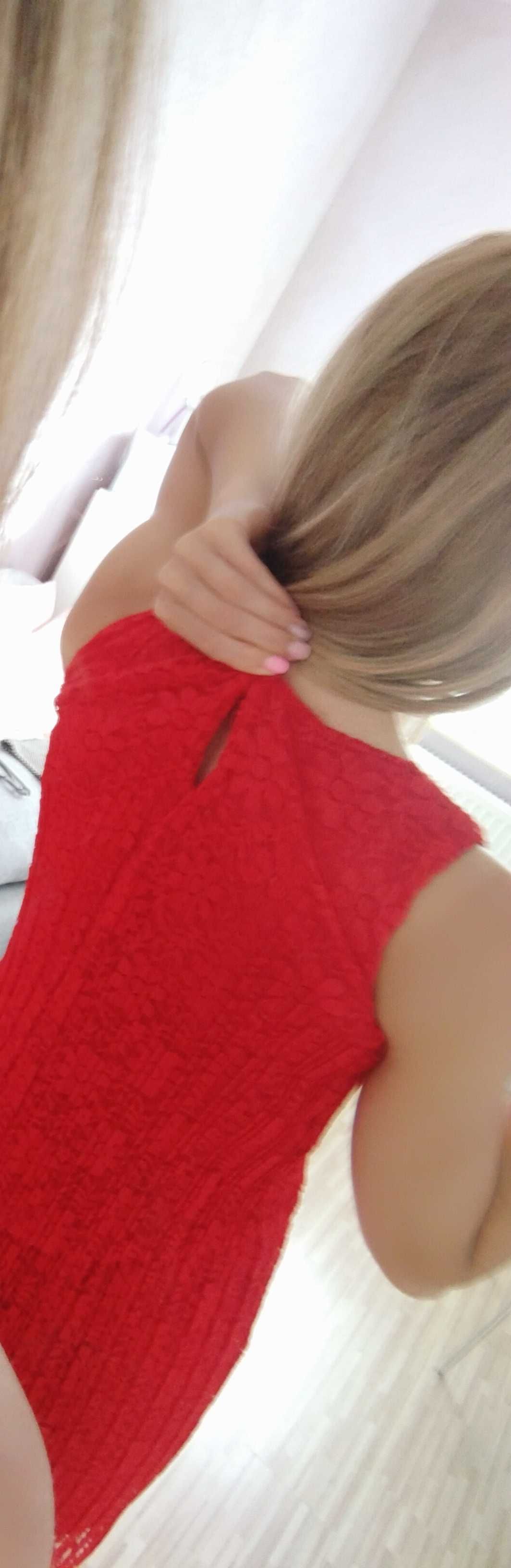 Czerwona asymetryczna sukienka mini WESELE