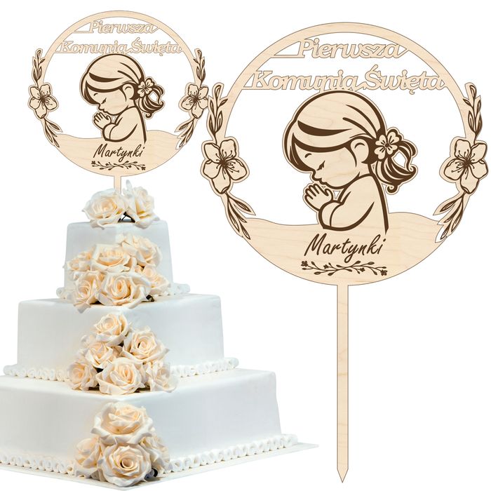 Topper na tort komunijny PERSONALIZOWANY  I Komunia Św