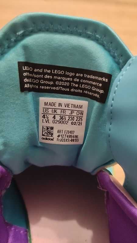 Buty dziecięce Adidas LEGO, rozmiar 36,5