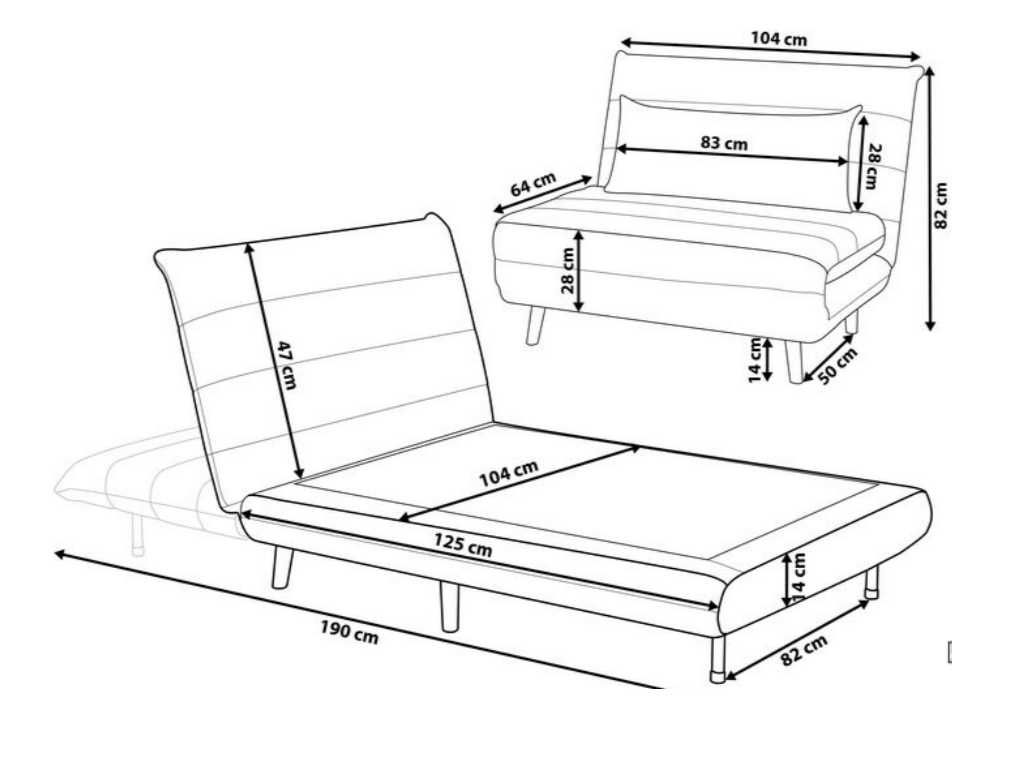 Sofa rozkładana ciemnoszara SETTEN