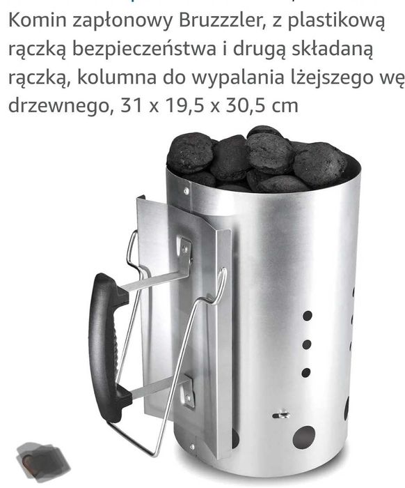 Bruzzzler Komin do Rozpalania Grilla Pieca Wegla Ogniska Brykietu duzy