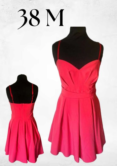 Krótka różowa sukienka wieczorowa 38 M