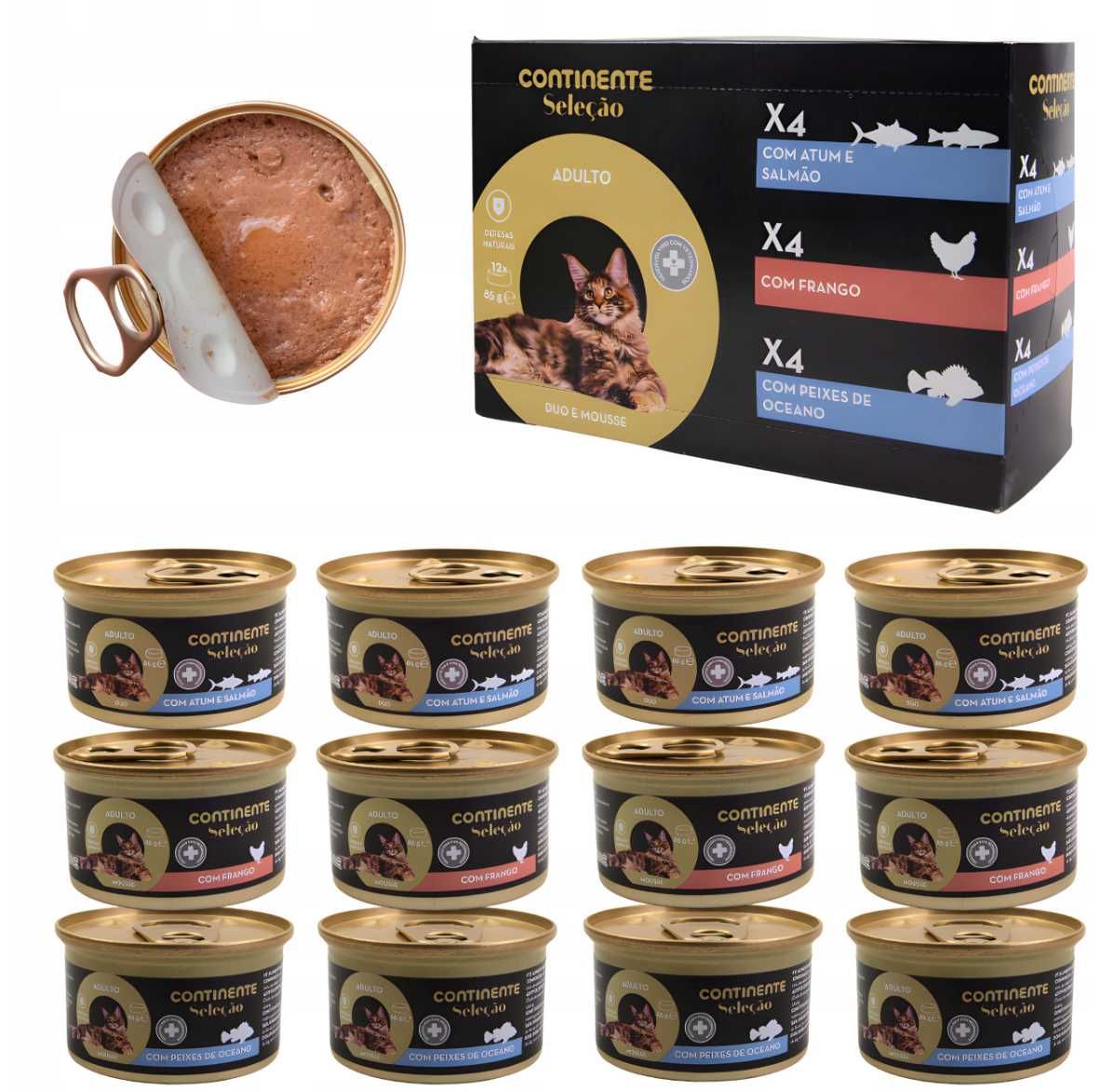 48 X Karma Mokra Dla Kotów Continente Selecao Musy Mix Smaków 85G