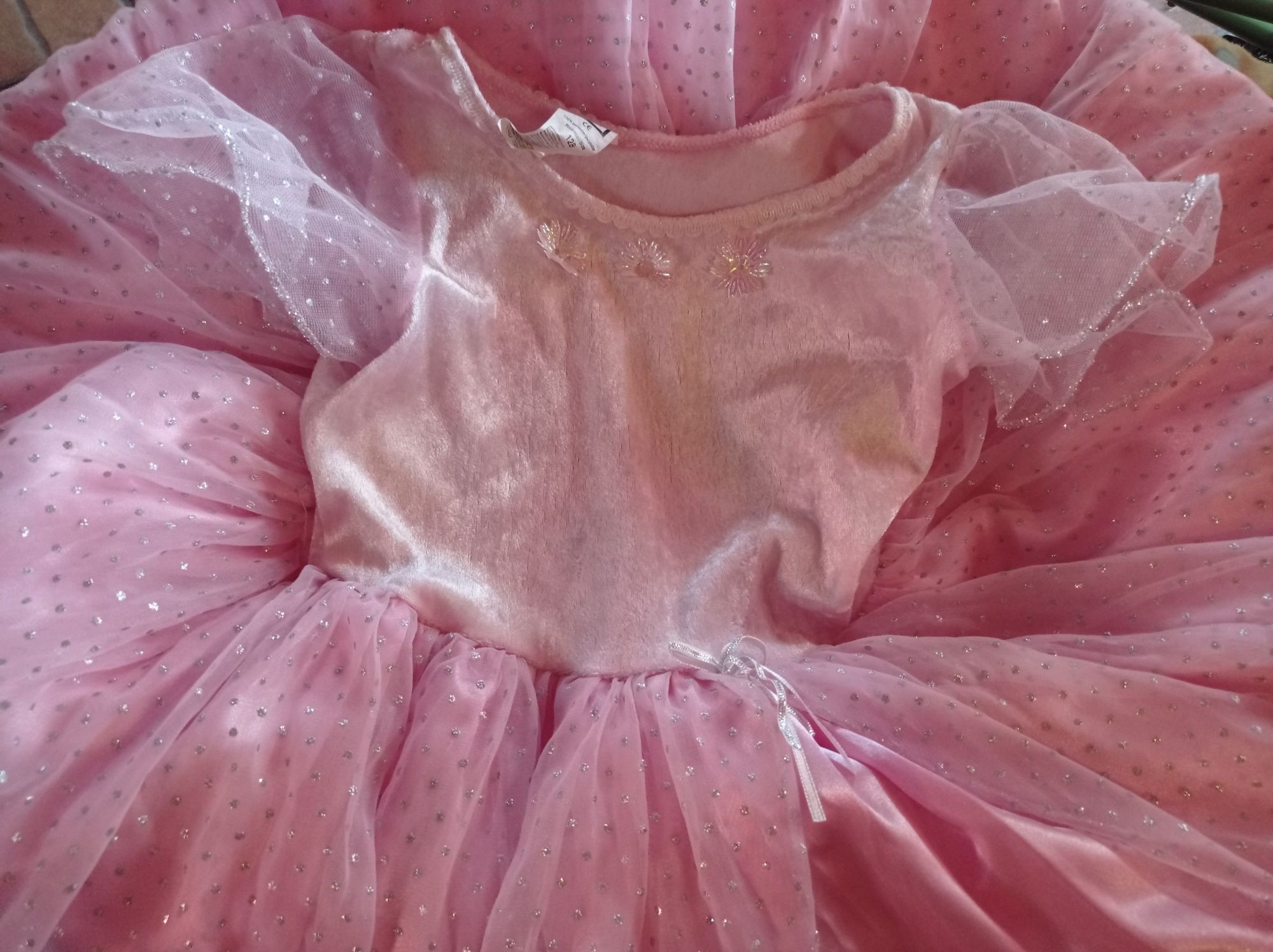 Suknia księżniczki 128 na bal róż tiul na kole