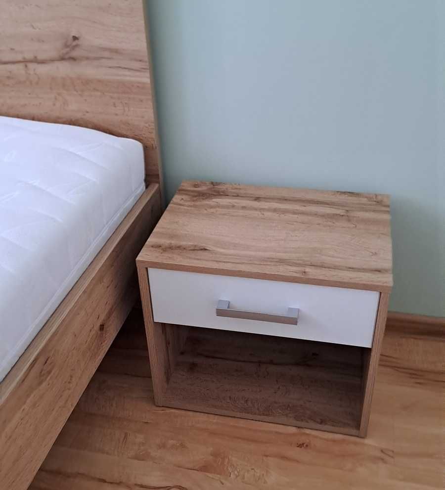 BRW Szafka nocna 45 cm z szufladą dąb wotan/biały